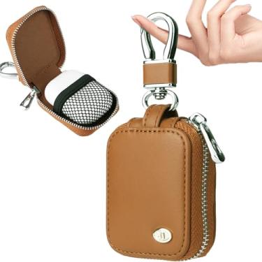 Imagem de Ephoou Capa de fone de ouvido para AirPods 4/3/2/1/AirPods Pro com mosquetão, bolsa de couro PU com zíper, bolsa de armazenamento de viagem para fones de ouvido sem fio, fones de ouvido com fio e