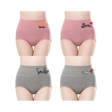 Imagem de Conjunto De Roupa Íntima De Algodão plus Size Para Mulheres 4PCS Calci