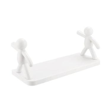 Imagem de Prateleira Multiuso Com Adesivo Parede Boneco Branco 25,5cm - JW SHOP