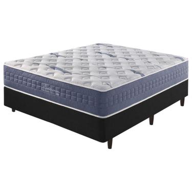 Imagem de Cama Box Preto + Colchão California Mola Ensacada 138cm