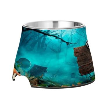 Imagem de Blueangle Tigelas elevadas para cães com aço inoxidável – Prato antiderrapante de 2,3 xícaras para animais de estimação de alta capacidade para saúde da coluna e design de tábua de madeira de