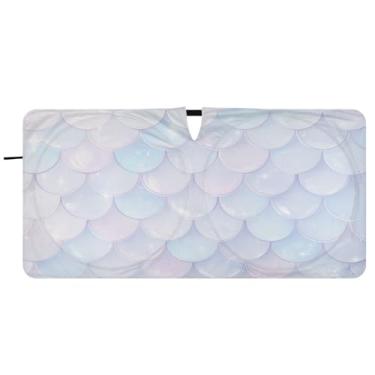 Imagem de Blueangle Sereia Balanças Para-brisas Guarda-sol - 149.9 cm x 76.2 cm Dobrável Carro Frontal Para-sol Blocos Raios UV Viseira de Sol (827)