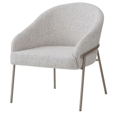 Imagem de Poltrona Inhotim Fratini Linho Claro Aço Champagne