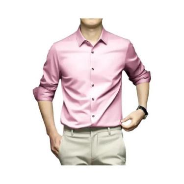 Imagem de Camisa Social Masculina Verde Tamanho Grande 5XL Sem Amassar Estilo Co