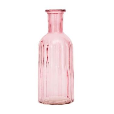 Imagem de Enfeite Mini Vaso de Vidro Canelado 19cm na Cor Malva para Decorar e Presentear