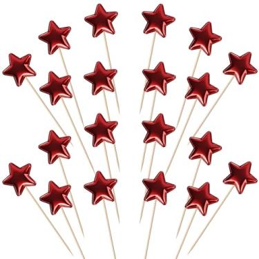 Imagem de 30 Pack Star Cupcake Topper Twinkle Twinkle Little Star Cupcake Picks Kids Birthday Wedding Engagement Baby Shower Cake Decorations Party Supplies Red