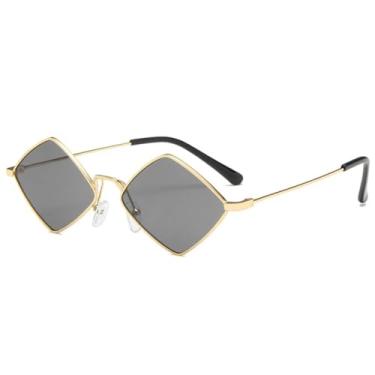 Imagem de Óculos de sol retrô de metal, irregular, masculino e feminino, para dirigir e viajar ao ar livre, UV400 (cinza dourado)