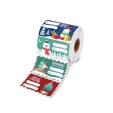 Imagem de 500 adesivos verdes de Natal e etiquetas de presente, selos de papel kraft de 7,5 x 4 cm para embrulho e embalagem de presente