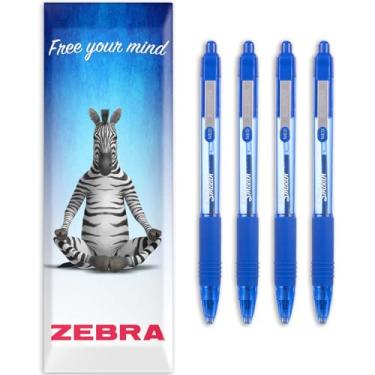 Imagem de Caneta esferográfica retrátil Zebra Z-Grip de tinta lisa – ponta de 1,0 mm – pacote com 4 canetas – na embalagem da caixa de presente – azul