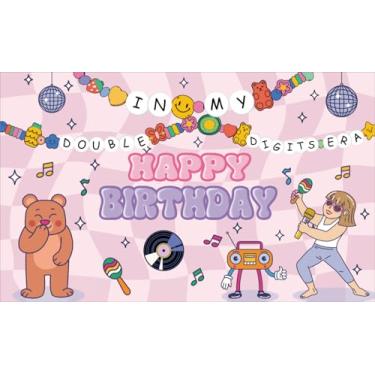 Imagem de 1,8 x 1,1 m in My Double Digits Era, Happy Birthday Pano de fundo de dois dígitos, faixa de música superstar em My Double Digits Era, decoração de festa, fundo fotográfico