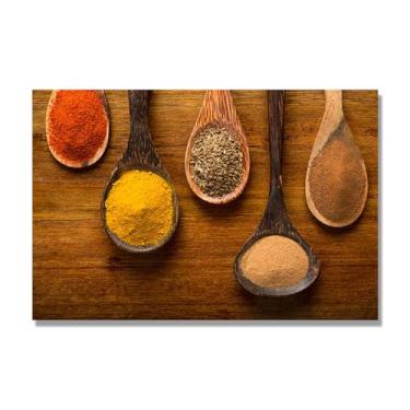 Imagem de NHLDZYH Arte de parede em tela colorida para especiarias e colher de tempero | Decoração de cozinha vintage | Arte moderna para casa e sala de jantar. B17. Tela somente 80 x 120 cm - 31,5 x 47,3 pol