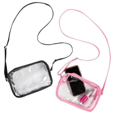 Imagem de Fun Express Bolsas transversais transparentes pequenas de 20 cm x 15 cm com acabamento rosa e azul - 6 peças