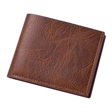 Imagem de Carteira masculina, porta-cartões com zíper duplo com vários bolsos para dinheiro e moedas-34, Café, Minimalista