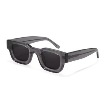 Imagem de JRLLFD Óculos de sol retangulares grossos de acetato feitos à mão para homens e mulheres, óculos retrô Uv400 (1)