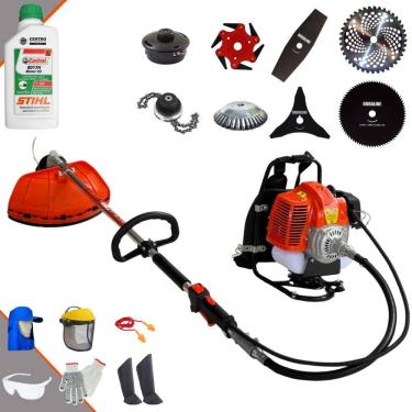 Imagem de Roçadeira Costal Terra GRC430 43cc 1,7HP Alta Rotação Para Todos os Tipos de Trabalho Com Carretel + Kit de 7 Opções de Cortes + Óleo Stihl 2T + EPI