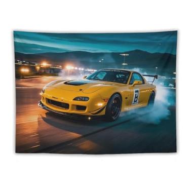 Imagem de HouLaiZhe JDM Tapeçaria de carro Jdm Car Rx7 Late Night Drift Sports Cool Wall Hanging Quarto Decoração de casa Tapeçarias Estética Piquenique Decoração de Parede Arte de Parede para Dormitório Sala