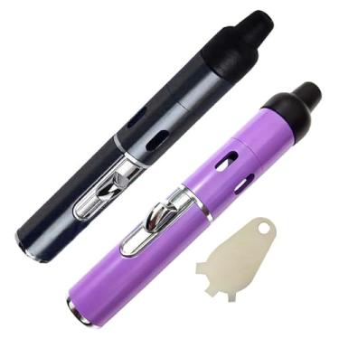 Imagem de Isqueiros de tocha, isqueiro portátil recarregável, isqueiro ajustável de chama a jato ajustável para cozinhar na cozinha, preto e roxo claro