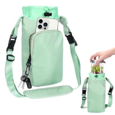 Imagem de Palksky Bolsa de salada isolada para potes Mason – Porta-almoço e bebida de uso duplo com alça transversal, forro à prova de vazamento, proteção de absorção de choque e bolso frontal de acesso rápido