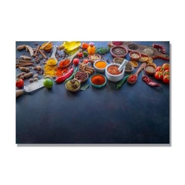 Imagem de Arte de parede em tela colorida para especiarias e colher de tempero | Decoração de cozinha vintage | Arte moderna para casa e sala de jantar. C21. 50 x 75 cm - 19,7 x 29,6 pol. Somente tela