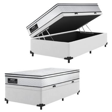 Imagem de Cama Box Linho Baú Solteiro Gazin Colchão Molas Ensacadas 88x188x65cm Maximus