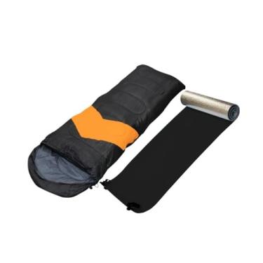 Imagem de Saco de Dormir,Camping,PortáTil e DobráVel，Completo com Bolsa de Armazenamento，a Faixa de Temperatura para RetençãO de Calor é de 5 a 12 Graus，Adequado para Acampar e Fazer Caminhadas(Preto e Laranja)