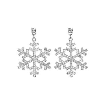 Imagem de Brincos de Natal para mulheres, floco de neve, azul, chapéu de Papai Noel, brincos pendentes de cristal, joias de Natal, presentes, Medium size, Metal, Sem pedra preciosa