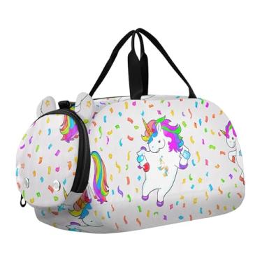 Imagem de Bolsa esportiva para meninos, coalas fofos, Natal, verde, presente de fim de semana, bolsa de viagem para meninas, Rabo de crina multicolorido de unicórnio, Clássico