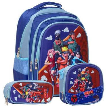 Imagem de Bolsa Escolar Menino Estampa Naruto Com Estojo Tam G Creche - Toys 2U