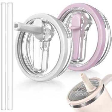 Imagem de ANTAND Tampa flip de canudo à prova de vazamento de 1,134 g para Stanley H2.0 Quencher Protour Tumbler, pacote com 2 tampas à prova de derramamento tampa de canudo de substituição para acessórios