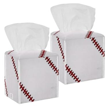 Imagem de Capa de caixa de lenços de beisebol de renda de bola de couro quadrado organizador de papel facial decorativo para mesas de cabeceira mesa banheiro cozinha carro escritório decoração de casa