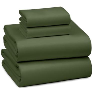Imagem de RUVANTI Jogo de cama 100% algodão California King Size - 300 fios de cetim macio sedoso, refrescante, leve e respirável, bolso profundo de 35,5 cm, durável e luxuoso, 4 peças, verde rifle