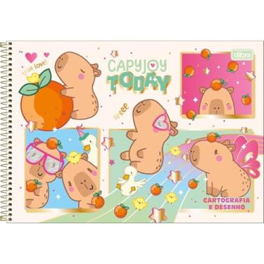 Imagem de Tilibra Caderno de Desenho Capyclub, 80 Folhas, Cartografia e Desenho, Espiral (Bege)