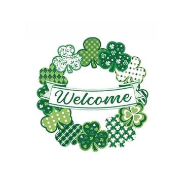 Imagem de Guirlanda de madeira do dia de São Patrício, decoração de porta de trevo da sorte, verde, sinal de porta pendurado, placas de parede, trevo, trevo, decoração de primavera, para decoração de casa