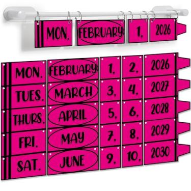 Imagem de Conjunto de quadro de avisos Crayon em forma de giz de cera com suporte para decoração de sala de aula, 56 cartões de data, sistema giratório ajustável para professores, casa, material escolar