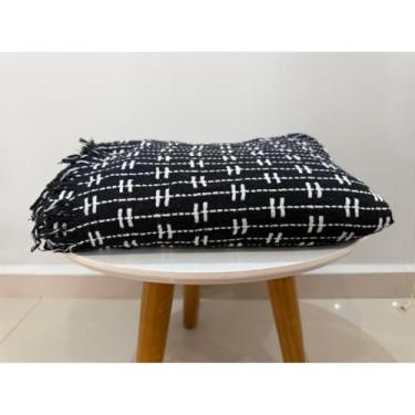 Imagem de Manta Para Sofá Gigante 2,40 x 1,80 Capa Protetora Decorativa Algodão Cama Colcha Coberta(Pontilhada Preta e Branca)