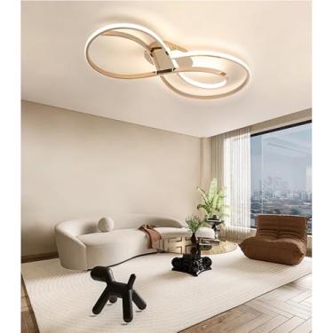 Imagem de Luminária de teto LED moderna em formato de arco, com intensidade regulável, controle remoto e mudança de cor (3000K-6000K). Ideal para interiores, quartos, salas de estar e salas de jantar