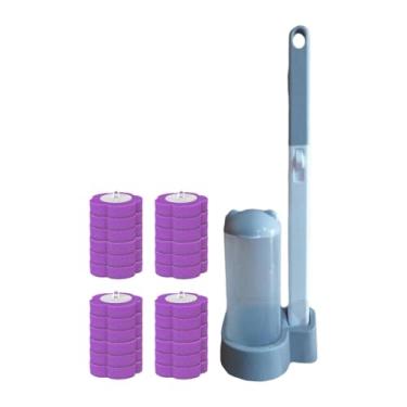 Imagem de ＫＬＫＣＭＳ Escova de Vaso Sanitário com Cabo Longo, Sem Necessidade de Furar, Kit de Limpeza para Montagem Na Parede, Limpador de Vaso Sanitário para Banheiro de, Roxo