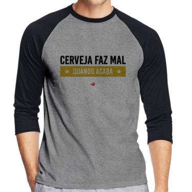 Imagem de Camiseta Raglan Cerveja faz mal, quando acaba Manga 3/4 - Foca na Moda