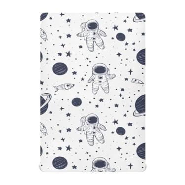 Imagem de Wassud Jogo de lençol com estampa espacial para berço respirável para meninos e meninas, neutro, 71 x 132 cm