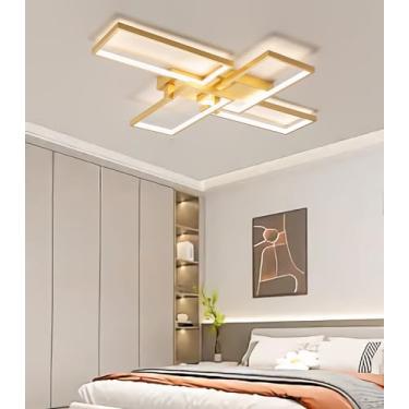 Imagem de Luminária de teto LED moderna, 4 lâmpadas quadradas, dimerizáveis, com controle remoto, lustre para sala de estar, temperatura de cor ajustável de 3000K a 6000K, em acrílico, para sala de ja
