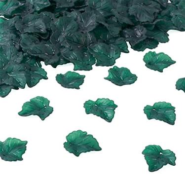 Imagem de Beadthoven 100 peças contas de folha de bordo fosco contas de folha verde acrílico contas transparentes em forma de folhas espaçadores de charme para fazer joias, colar faça você mesmo, brincos