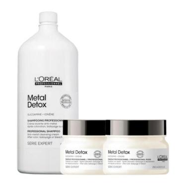 Imagem de Kit loreal metal detox shampoo 1500ml+ 2 mascara 250g