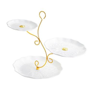Imagem de Baoblaze Prato de frutas para sobremesas, decoração de mesa, estilo nórdico, com 3 andares, ideal para exibir frutas, lanches e cupcakes em chás de bebê, Branco