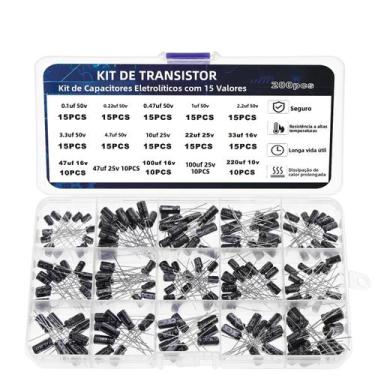 Imagem de Kit De Assortimento De Capacitores Eletrolíticos Com 15 Valores E 200 