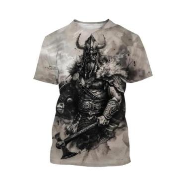 Imagem de Camiseta Masculina Preta E Branca Com Estampa De Tatuagem 3D, Estilo H