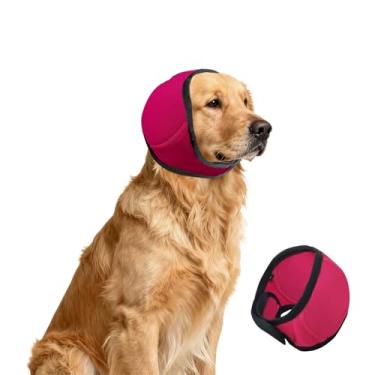 Imagem de Capa para orelhas de cachorro, protetores de ouvido de cachorro, proteção contra ruído, ajustável, sem agitação, confortável, silencioso, capô, secagem por sopro, faixa de cabeça (Fúcsia, G (círculo