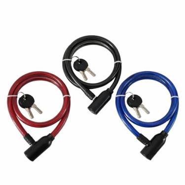 Imagem de Cadeado de Segurança para Bike Bicicleta com Chave Cabo de Aço resistente Trançado 62cm Disponível em Cores Variadas