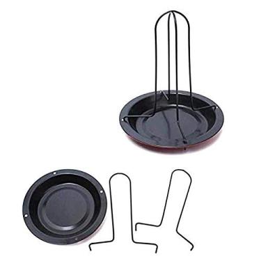 Imagem de U5GAAALPPQ9 Assadeira de frango para churrasqueira de forno ou churrasqueira de aço carbono vertical para aves de capoeira e peru com tigela ótima para capas de churrasqueira de acampamento em casa