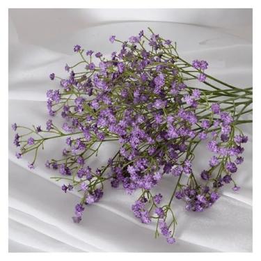 Imagem de Decoração de casa flores de respiração artificial toque real falso respiração Gypsophila buquê para casamento arranjo floral decoração de casa flor artificial (roxo, 10 peças)