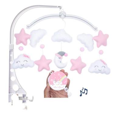 Imagem de Mobile Musical e Giratório Enfeite de Berço  Carrinho Menina Chuva Ben